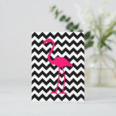 Helderroze flamingo Black en White Zigzag Briefkaart (Staand voorkant)