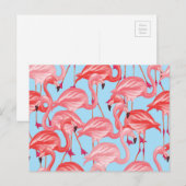 Helderroze flamingo's op blauw 2 briefkaart (Voorkant / Achterkant)