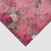 Helderroze Floral Ephemera Tissuepapier (Detail)