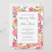 Helderroze Floral Pattern Kaart (Voorkant)