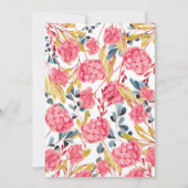 Helderroze Floral Pattern Kaart (Achterkant)