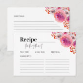 Helderroze Florals Vrijgezellenfeest Recipe Kaart Notitiekaartje (Voorkant / Achterkant)