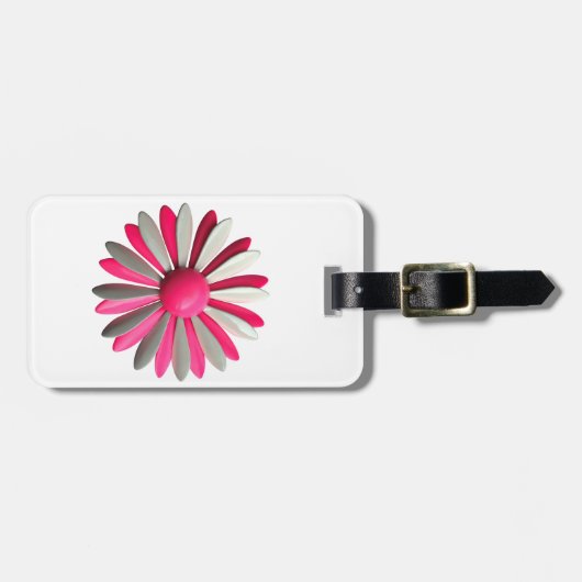 Helderroze Funky MOD Retro Daisy Flower Mode Bagagelabel (Voorkant horizontaal)