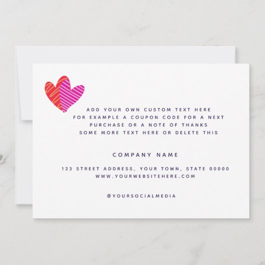 Helderroze harten Patroon Business Bedankkaart (Achterkant)