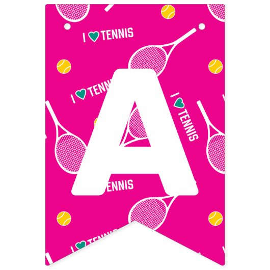 Helderroze, ik hou van tennis, aanpasbaar vlaggetjes (Derde vlag)