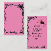 Helderroze met Gothic Scroll Black Roos Visitekaartje (Voorkant / Achterkant)
