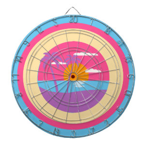 Helderroze neon tropische zomer palmboom eiland dartbord