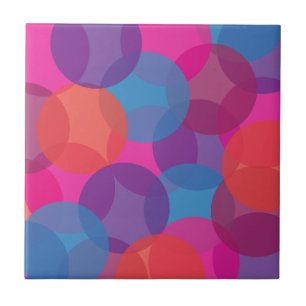 Helderroze, Paars, blauw en Oranje design Tegeltje