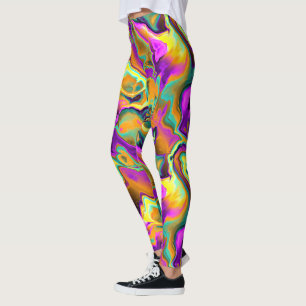 Helderroze Paarse Blauwgroen Turquoise Marble Frac Leggings