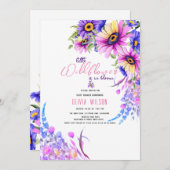 Helderroze paarse wilde bloem is onderweg #13 kaart (Voorkant / Achterkant)