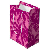 Helderroze palmpatroon medium cadeauzakje (Voorkant Gekanteld)