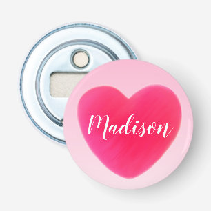 Helderroze, persoonlijk magneet button flesopener
