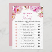 Helderroze pioen Hij zei dat ze zei bruidsspel Kaart (Voorkant / Achterkant)