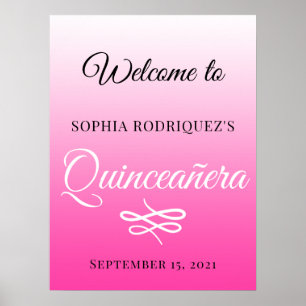 Helderroze Quinceañera 15th Birthday Welkom Poster