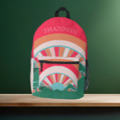 Helderroze regenboog bedrukte rugzak