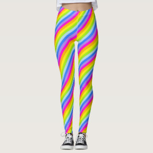 Helderroze regenboogstrips leggings
