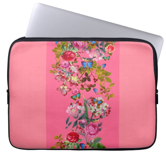 Helderroze  Roos Garden Electronics Bag Laptop Sleeve (Voorkant)