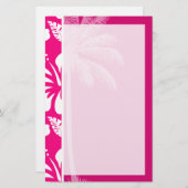 Helderroze tropische hibiscus briefpapier (Voorkant / Achterkant)