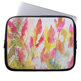 Helderroze Waterverf Floral ontwerp Laptop Sleeve
