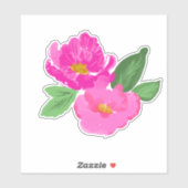 Helderroze Waterverf Flowers Sticker (Vel)