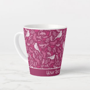 Helderroze winterwitte vogelflessenpatroon latte mok