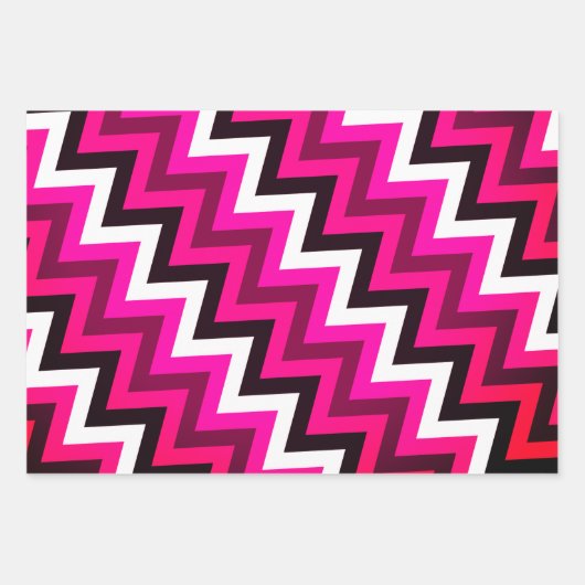 Helderroze zwart zigzag-startpapier voor het ompak inpakpapier vel (Voorkant)