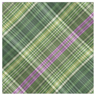 Helderviolet en groene gestreepte tartan stof