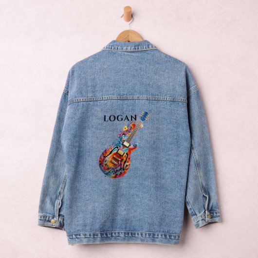 Helderwaterverf elektrische gitaar gepersonaliseer denim jacket (Hangar)