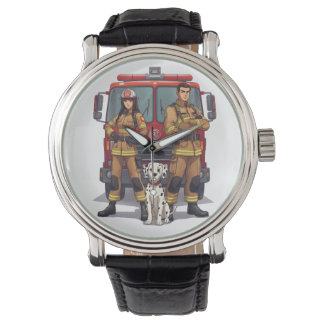 Heldhaftige brandweerlieden & Dalmatische anime-po Horloge