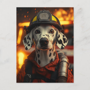 Heldhaftige brandweerman Dalmatiër Briefkaart