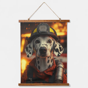Heldhaftige brandweerman Dalmatiër Hangend Wandkleed