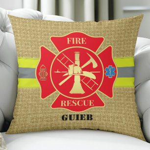 Heldhaftige brandweerman Maltese Cross Design Kussen