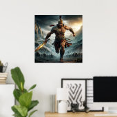 Heldhaftige Bronze Epic Warrior Charging Digitale Poster (Thuiskantoor)