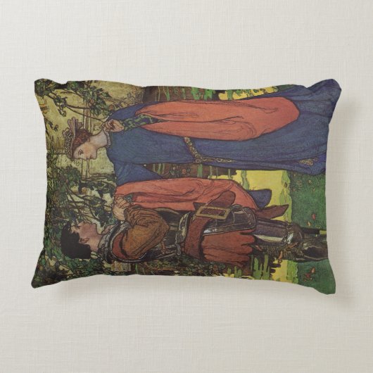 Heldhaftige Prins Ridder Glanzend Harnas Prinses Accent Kussen (Achterkant)