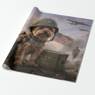 Heldhaftige Yorkie "Korporaal Smoky" WWII Militair Cadeaupapier