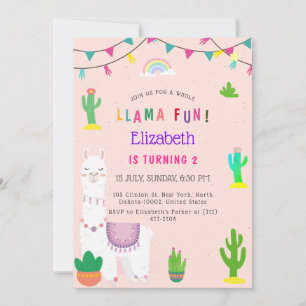 Hele Lama Alpaca Cactus Plezier Kinderverjaardag Kaart