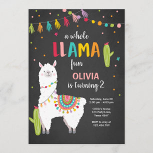 Hele lama leuke verjaardagsuitnodiging Alpace Cact Kaart