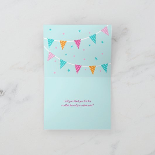 Hele Llama Fun Cake 4th Birthday Aqua Bedankkaart (Binnen)