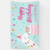 Hele Llama Fun Cake 5th Birthday Aqua Spandoek (Verticaal)