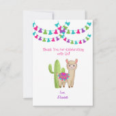 Hele Llama Fun Pink Paarse Cactus Kind Birthday Bedankkaart (Voorkant)