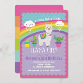 Hele Llama Fun Verjaardagsfeest Uitnodigingen Alpa (Voorkant / Achterkant)