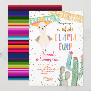 Hele Llama Leuke Cactus Verjaardag Uitnodiging
