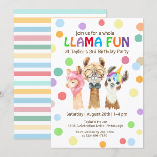 Hele Llama Leuke Kleurrijke Kinderen Verjaardagsfe Kaart