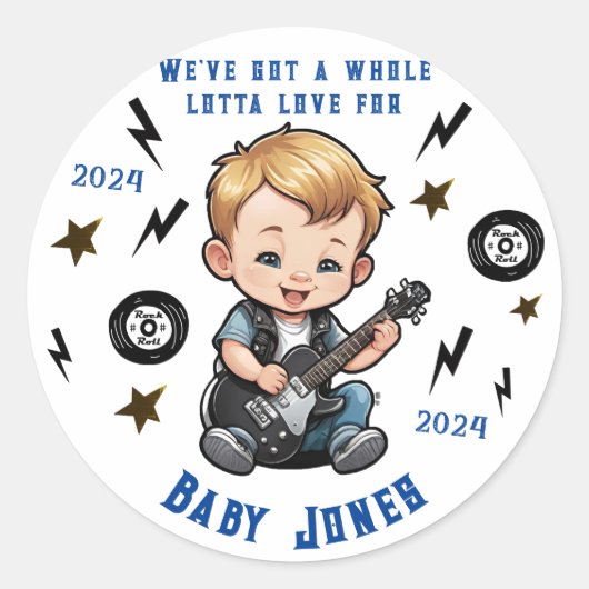 Hele Lotta Love Rock N Roll Rocker Baby Boy Class Ronde Sticker (Voorkant)