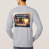 Hele pantser van God - Lange mouw Lt Grijs T-shirt (Achterkant)
