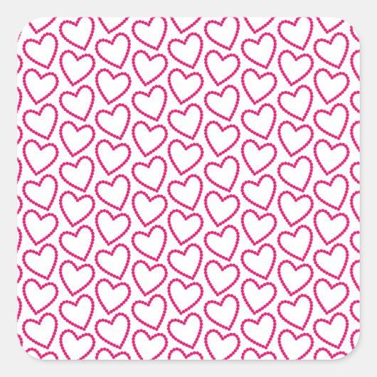 Hele Roze Harten Vierkante Sticker (Voorkant)