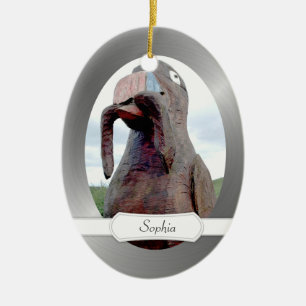 Hele vogel met worm in Beak Keramisch Ornament