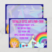 Helemaal 80s Epic Party Time Kaart (Voorkant / Achterkant)