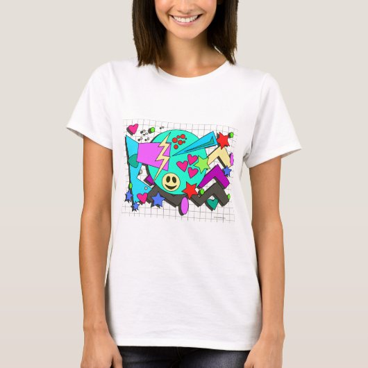 Helemaal Wild Cartoon 90s Flashback Comic Pattern T-shirt (Voorkant)