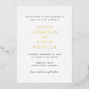 Helen Classic Elegant Wedding Folie Uitnodiging